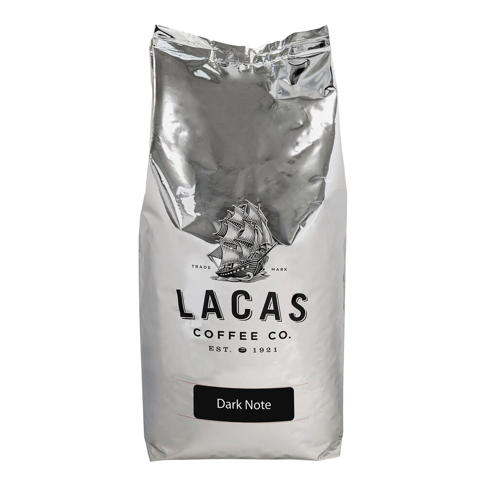 Lacas Coffee Dark Note Whole Bean Coffee 5 lb. 4/Case