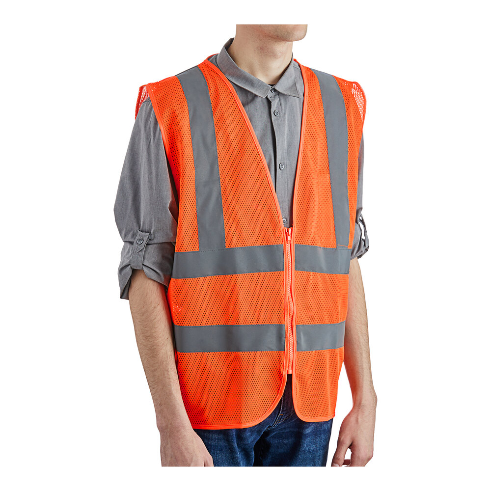 Lavex Class 2 Orange High Visibility Safety Vest with Zipper Closure ...