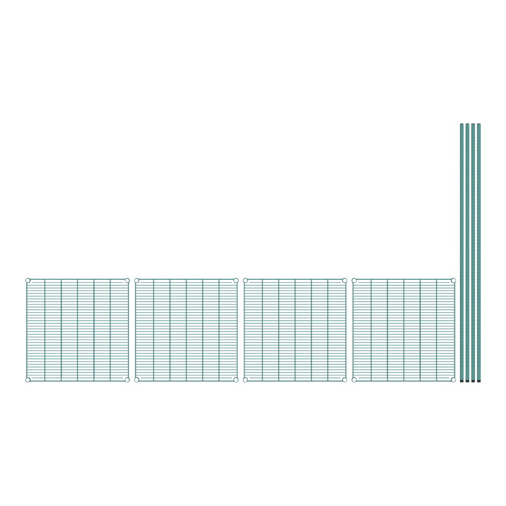 30" Wide NSF Green Epoxy Stationary Wire Shelving Starter Kit with 4