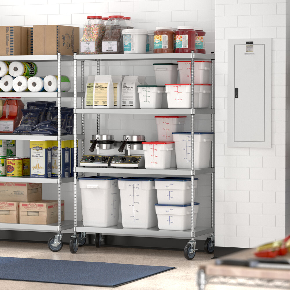 14" x 48" x 70" NSF Solid Stainless Steel Mobile Shelving Starter Kit ...