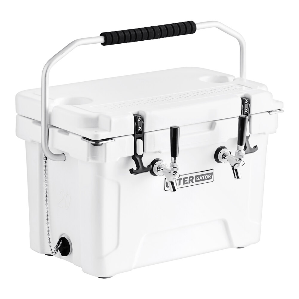 CaterGator JB20WH2 White 2 Faucet 21 Qt. Insulated Jockey Box with