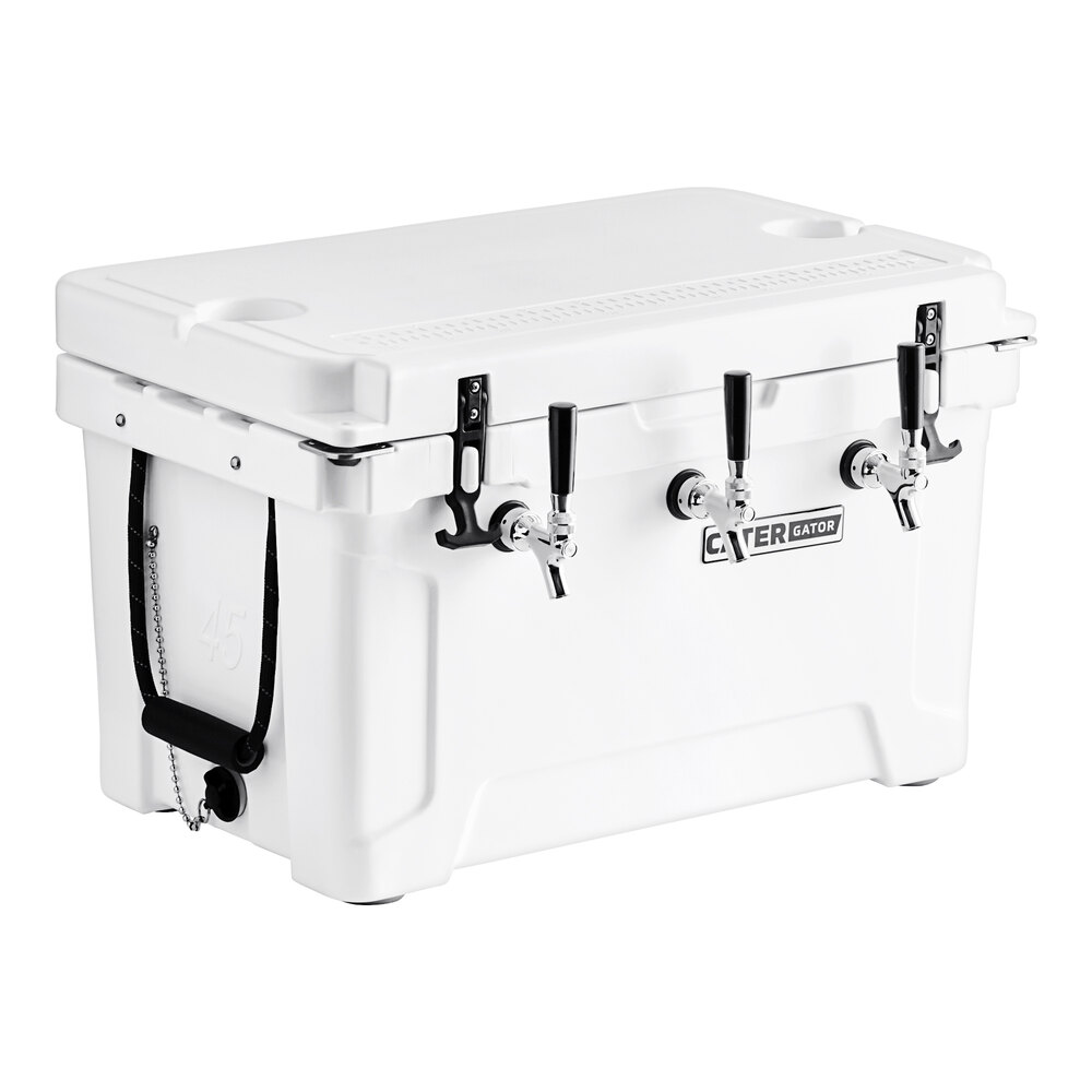 CaterGator JB45WH3 White 3 Faucet 47 Qt. Insulated Jockey Box with