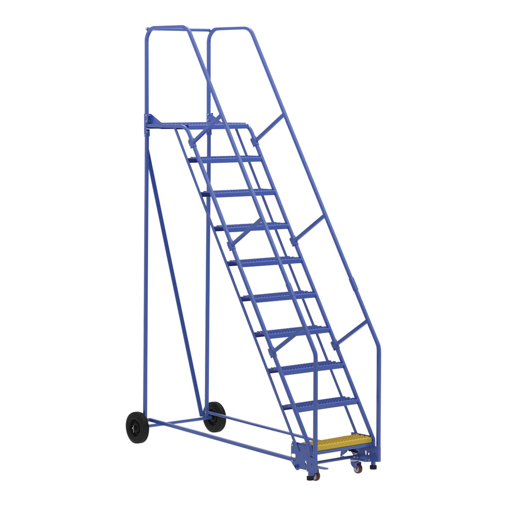 Vestil 10-Step Steel Rolling Warehouse Ladder with 23 9/16