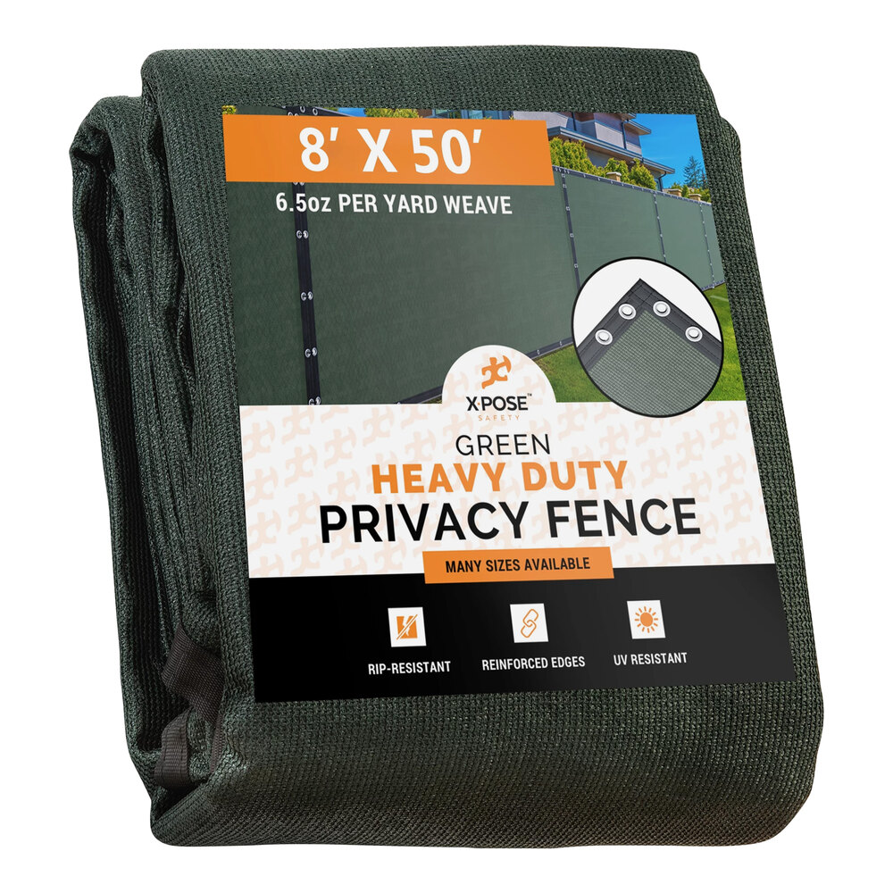 Xpose Safety 8' x 50' Green HeavyDuty 6.5 oz. Mesh Privacy Fence PS850G