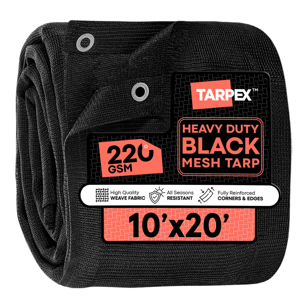 Tarpex 10' x 20' Black Heavy-Duty Weather-Resistant 6.5 oz ...