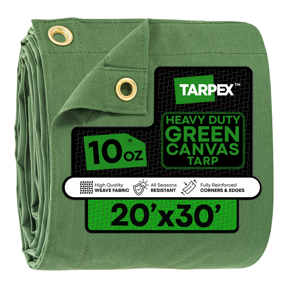 Mytee Products 8 x 10 Green Canvas Tarp 12oz Heavy Duty Water Resistant - Warehousesoverstock