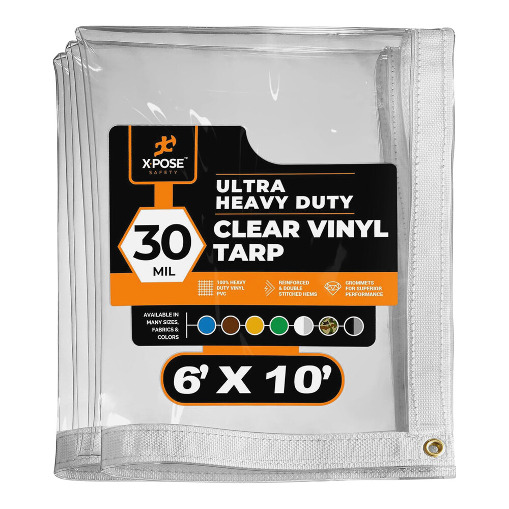 Xpose Safety 6' x 10' Clear Super HeavyDuty Weatherproof 30 Mil PVC