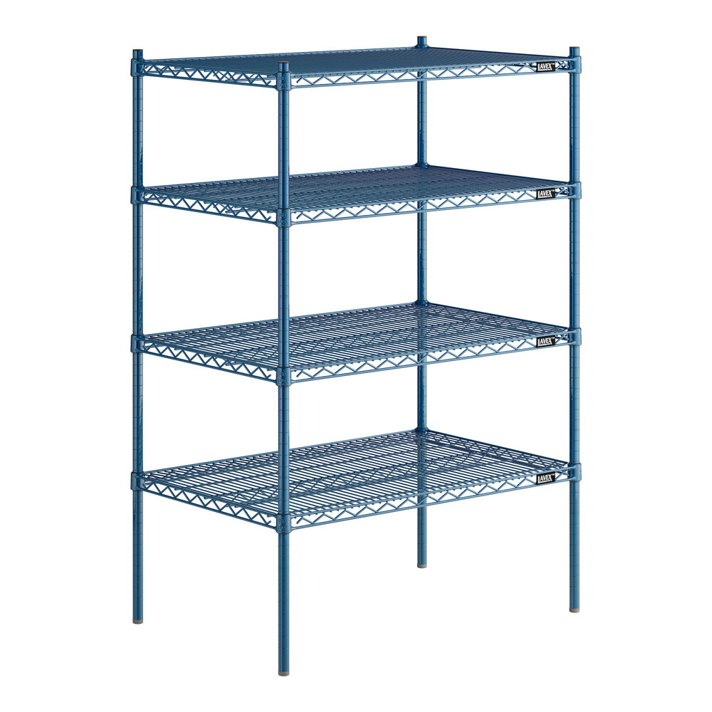 Lavex Pro 24" x 36" NSF Blue Epoxy Heavy-Duty 4-Shelf Kit with 54 ...