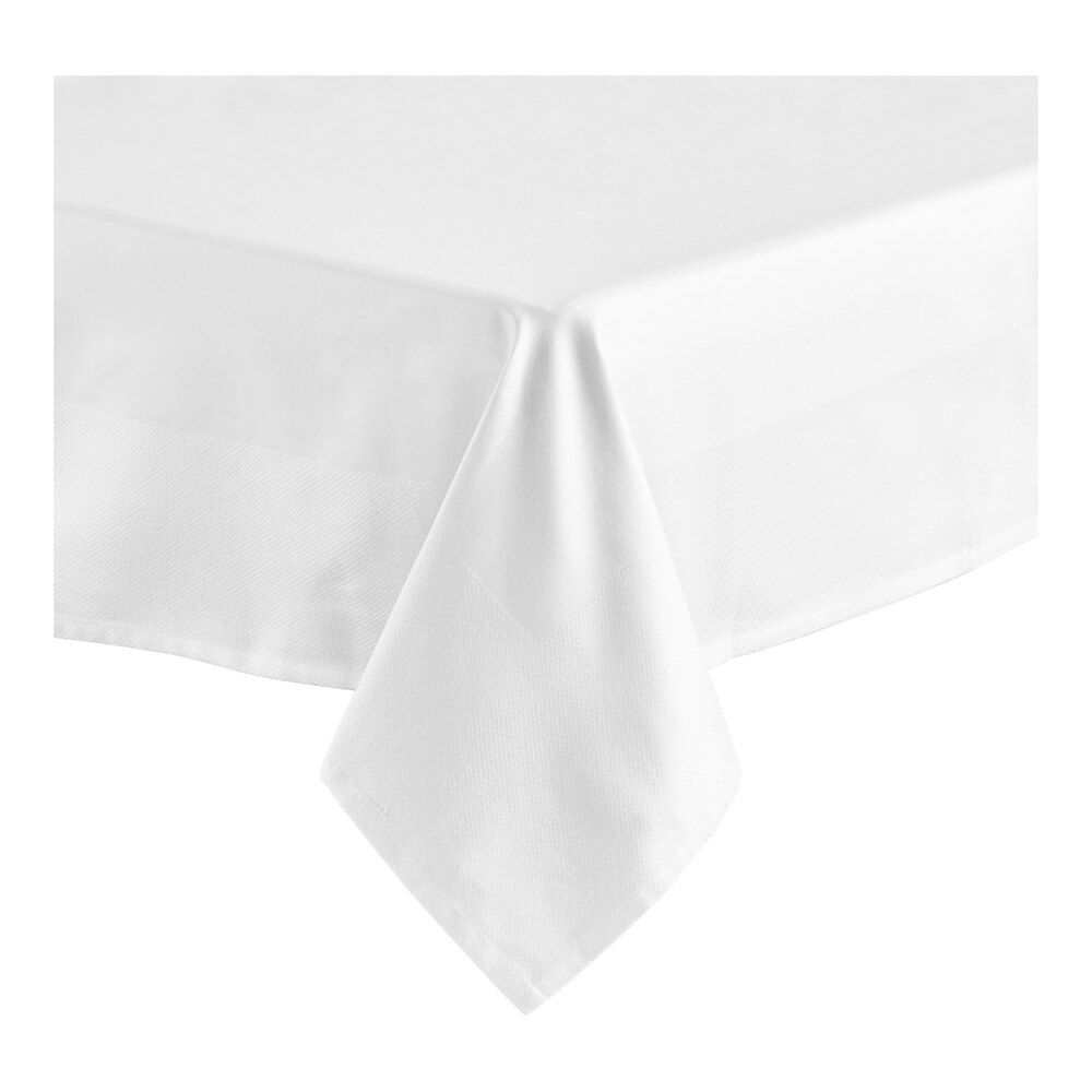 Oxford Square White 100 Ringspun Cotton Hemmed Birdseye Border Cloth Table Cover