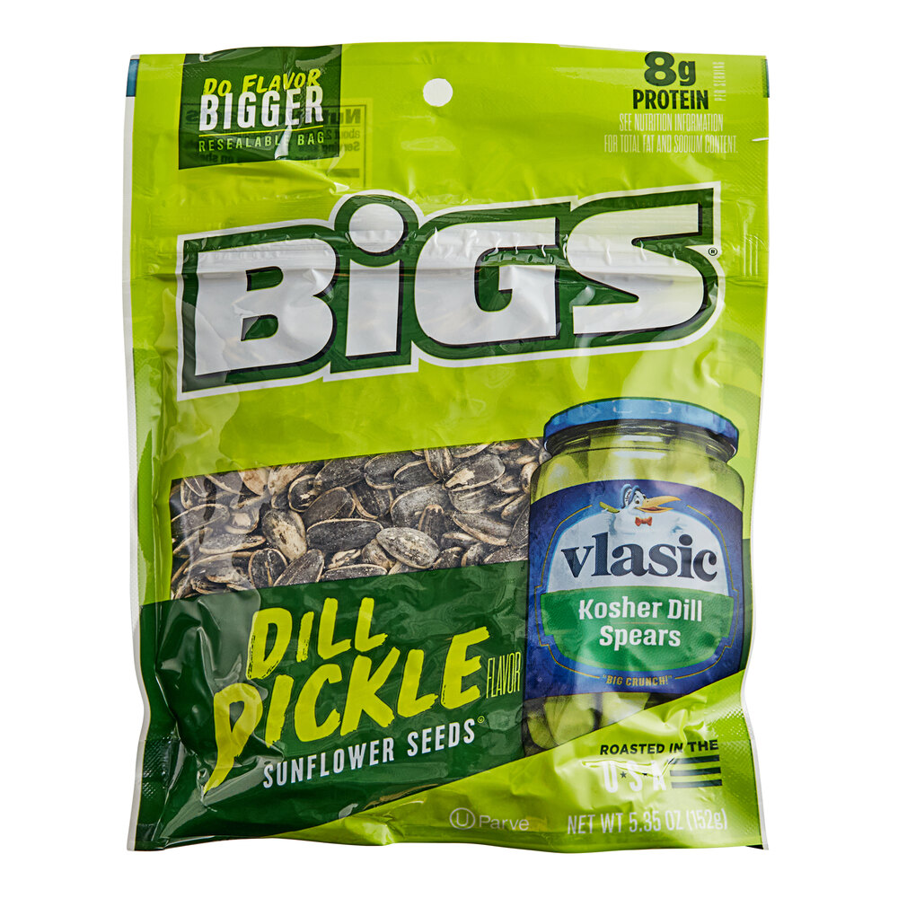 BIGS Vlasic Dill Pickle Flavored Whole Sunflower Seeds 5.35 oz. 12/Case
