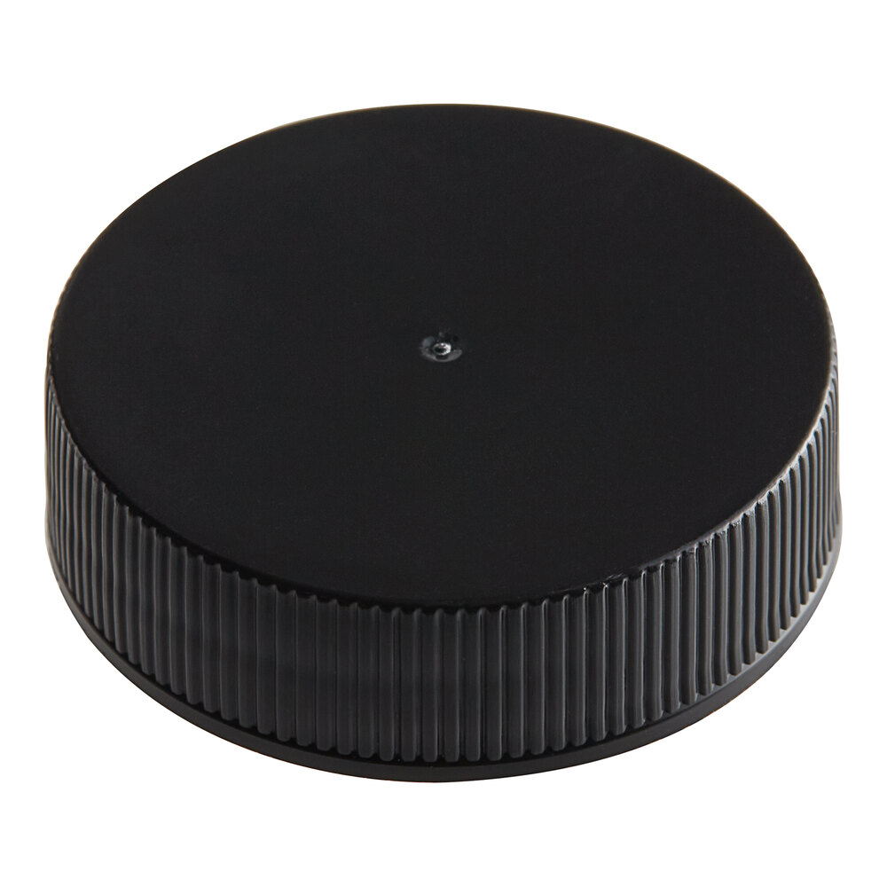 38/400 Black Ribbed Continuous Thread Lid with Induction Liner - 2,900/Case