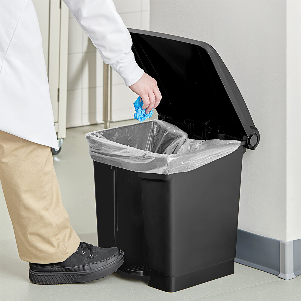 32 Qt. / 8 Gallon Black Rectangular Step-On Trash Can