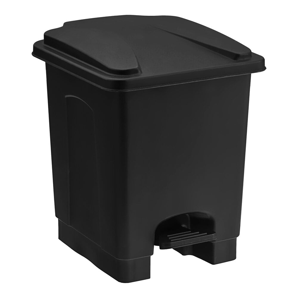 16 Qt. / 4 Gallon Black Rectangular Step-On Trash Can