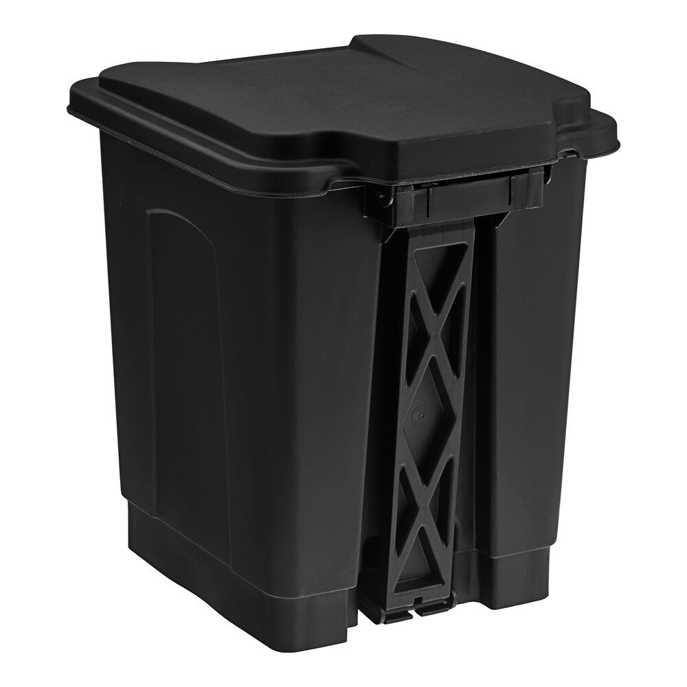 16 Qt. / 4 Gallon Black Rectangular Step-On Trash Can