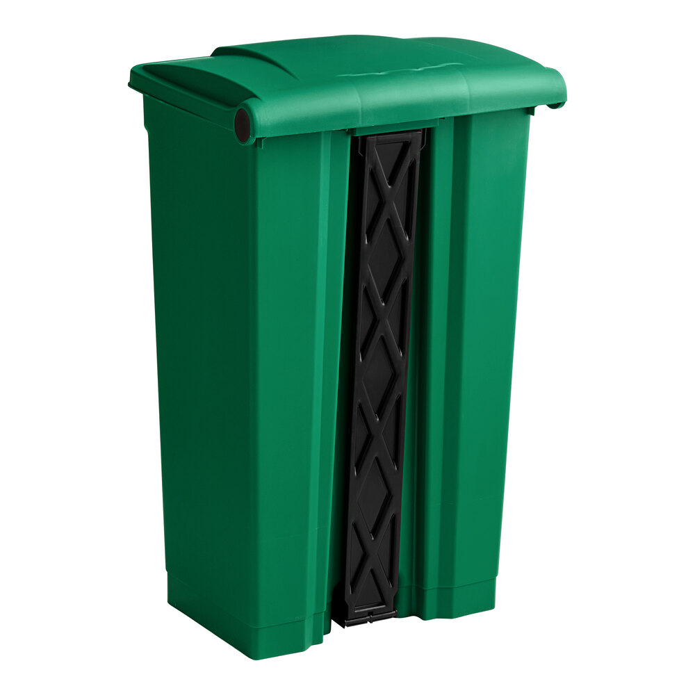 92 Qt. / 23 Gallon Green Rectangular Step-On Trash Can