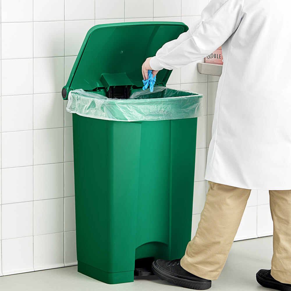 92 Qt. / 23 Gallon Green Rectangular Step-On Trash Can