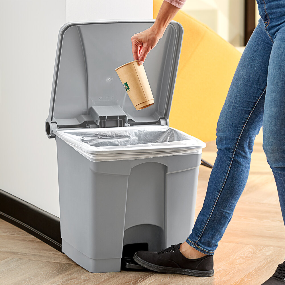 32 Qt. / 8 Gallon Gray Rectangular Step-On Trash Can