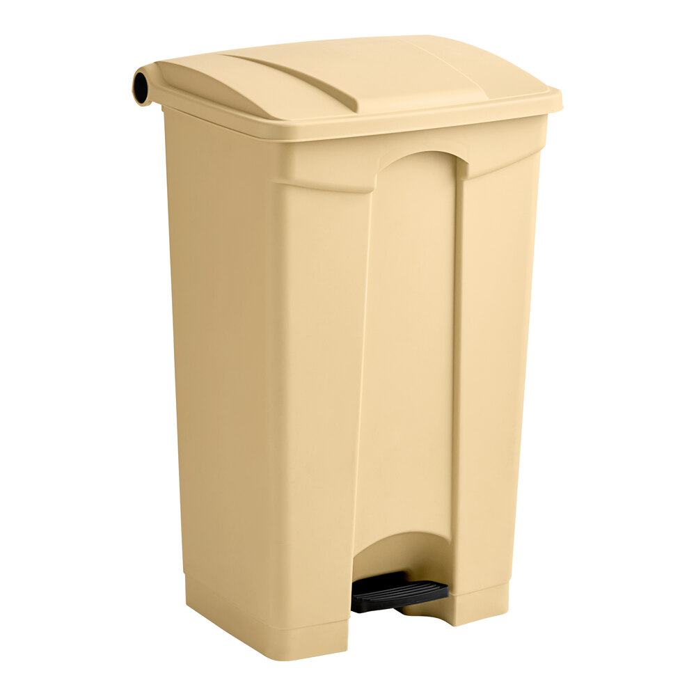 92 Qt. / 23 Gallon Beige Rectangular Step-On Trash Can