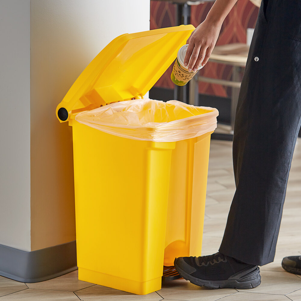 48 Qt. / 12 Gallon Yellow Rectangular Step-On Trash Can
