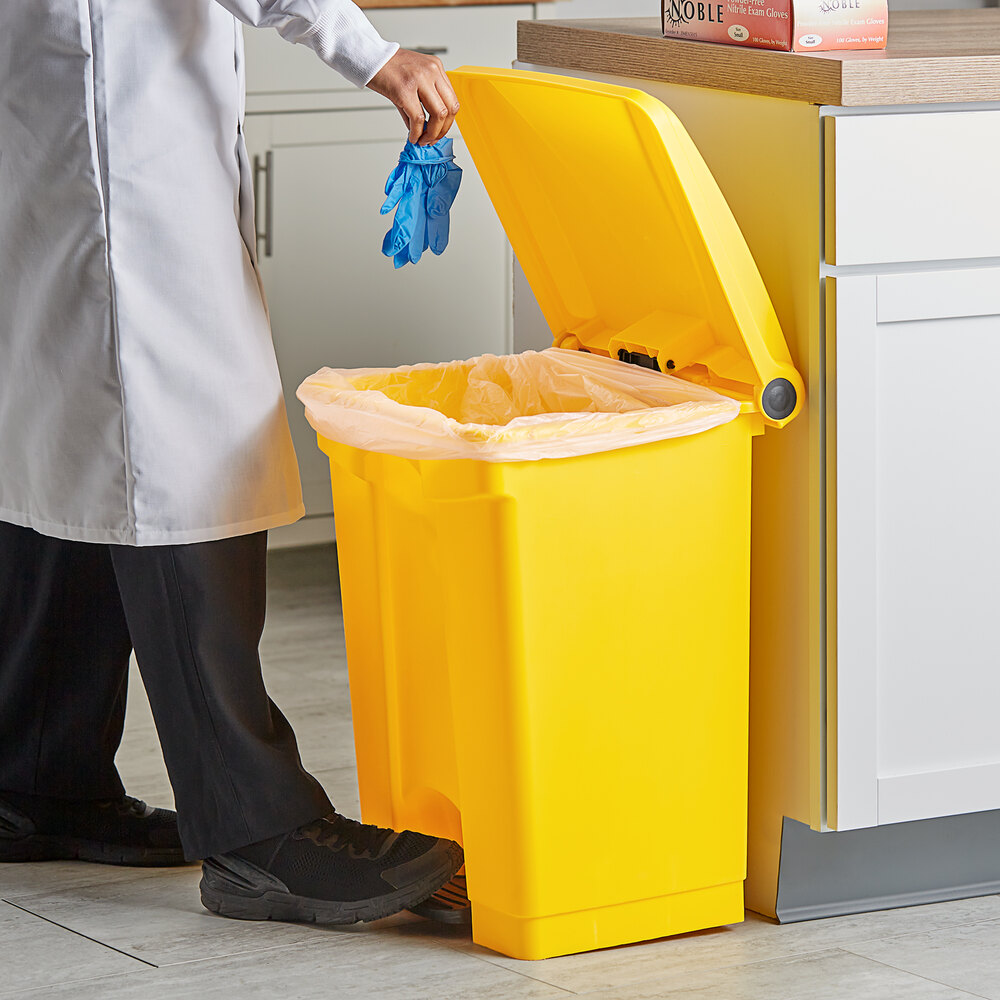 48 Qt. / 12 Gallon Yellow Rectangular Step-On Trash Can