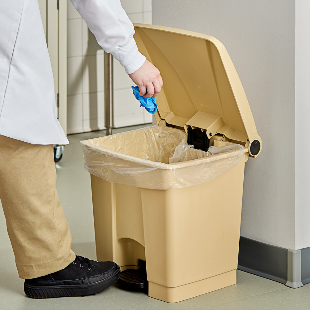 32 Qt. / 8 Gallon Beige Rectangular Step-On Trash Can