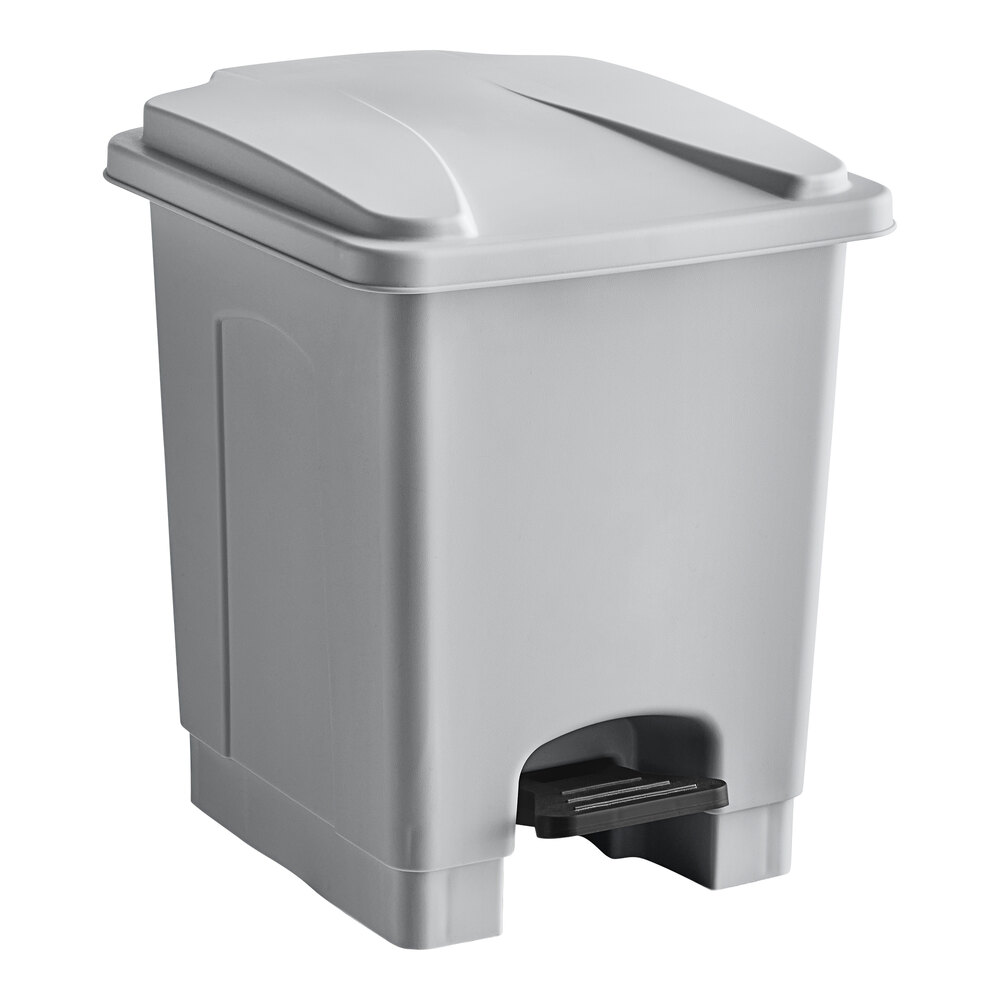 16 Qt. / 4 Gallon Gray Rectangular Step-On Trash Can