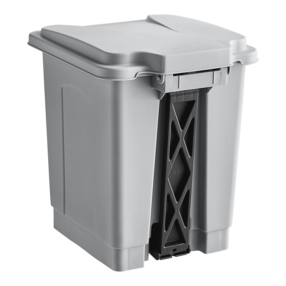 16 Qt. / 4 Gallon Gray Rectangular Step-On Trash Can