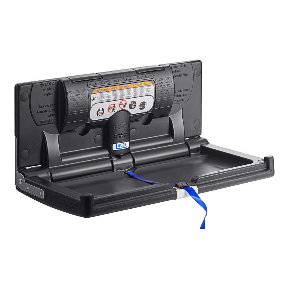 Black Horizontal Wall-Mounted Baby Changing Station / Table