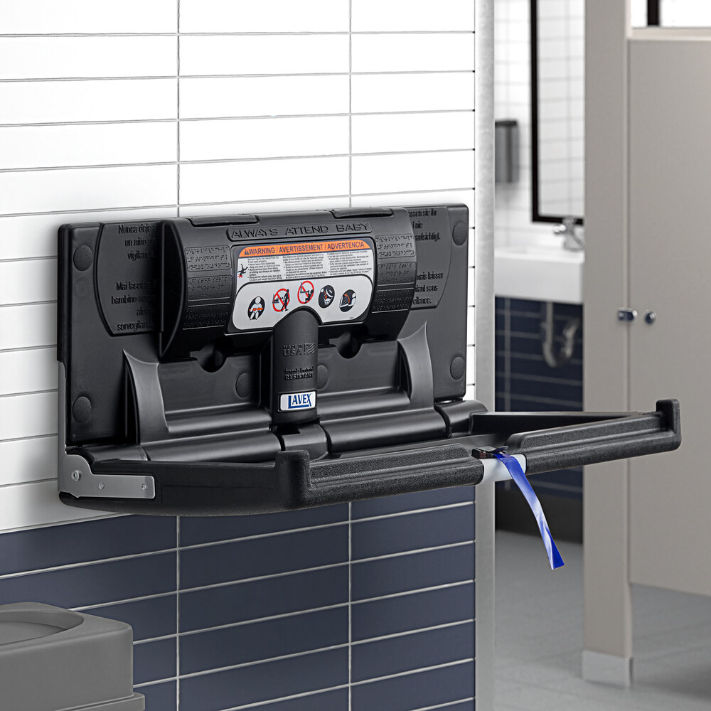Black Horizontal Wall-Mounted Baby Changing Station / Table