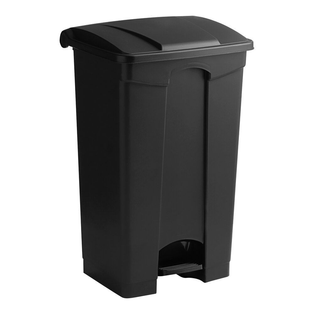 92 Qt. / 23 Gallon Black Rectangular Step-On Trash Can