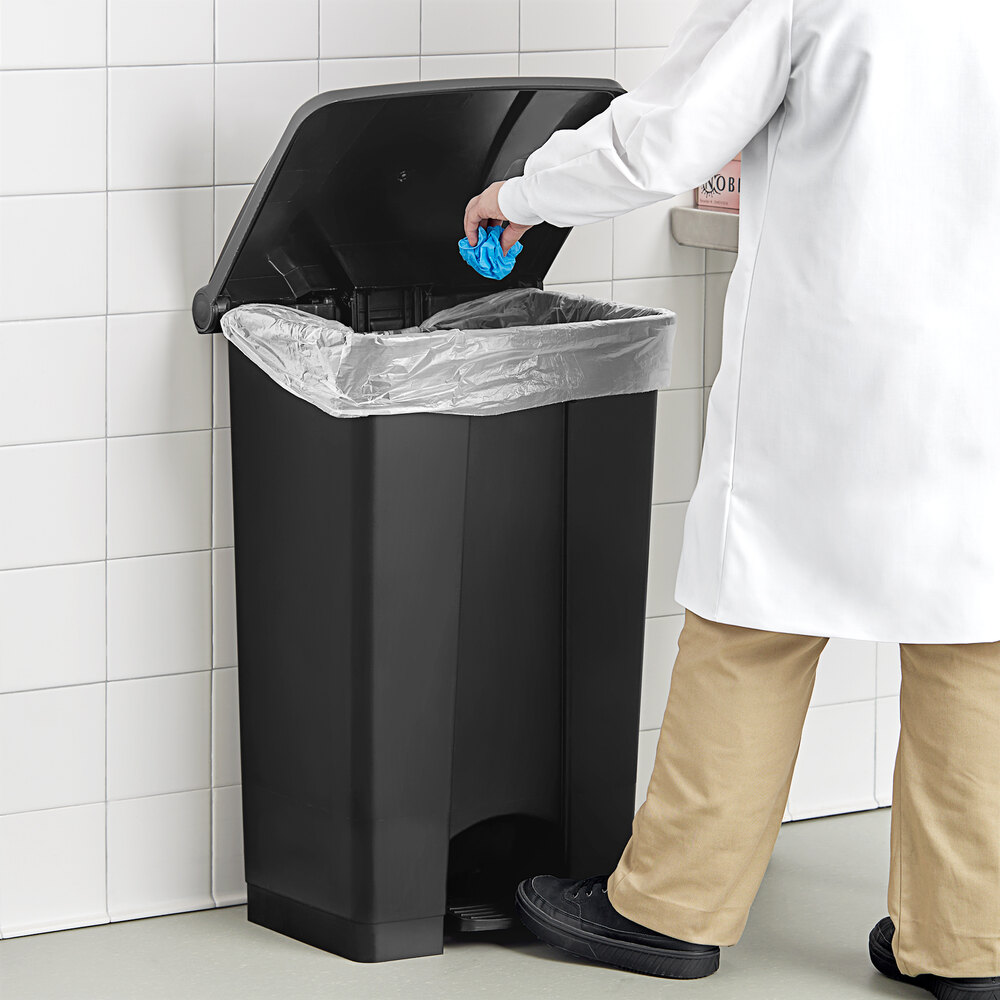 92 Qt. / 23 Gallon Black Rectangular Step-On Trash Can