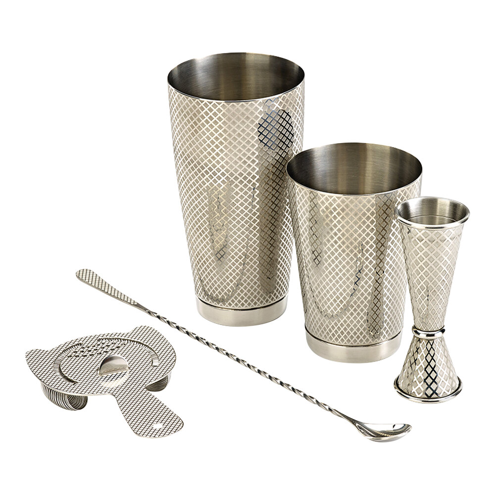 Barfly® 5Piece Stainless Steel Diamond Lattice Cocktail Kit M37206