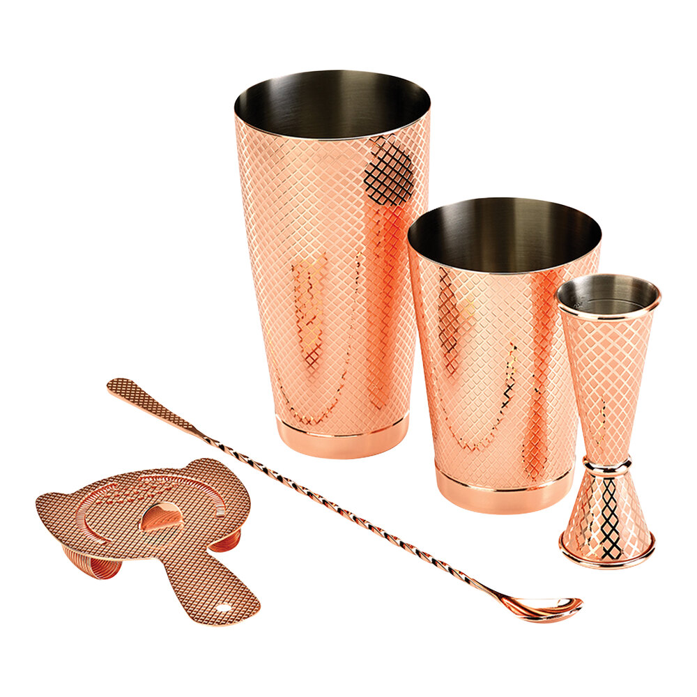 Barfly® 5Piece CopperPlated Diamond Lattice Cocktail Kit M37206CP
