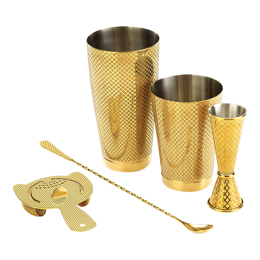 Barfly® 5Piece GoldPlated Diamond Lattice Cocktail Kit M37206GD