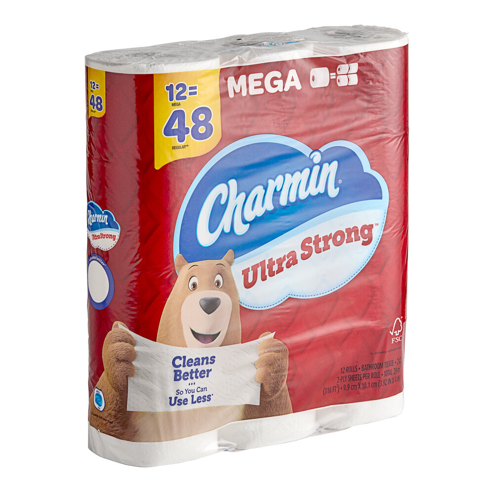 Charmin Ultra Strong 4" x 4" 2-Ply 242 Sheet Toilet Paper Mega Roll ...
