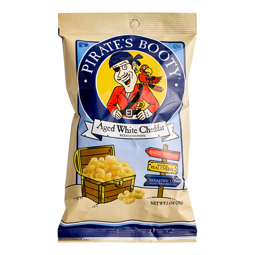 PIRATE'S BOOTY Aged White Cheddar Rice and Corn Puffs 1 oz. 24/Case