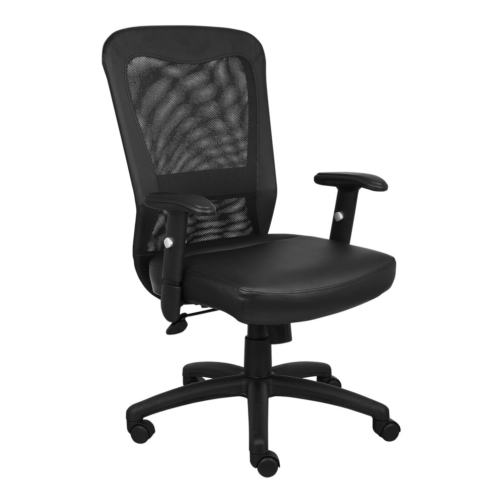 Boss Black LeatherPlus / Mesh  HighBack Executive Chair with