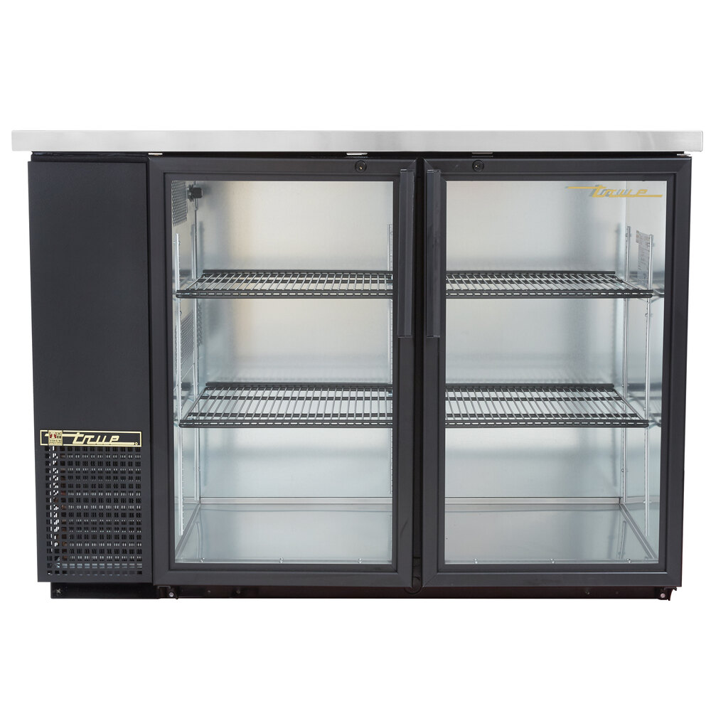 True TBB2448GLD 49" Black Narrow Glass Door Back Bar Refrigerator