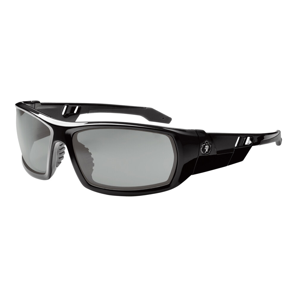 Ergodyne® Skullerz Half Frame Safety Sunglasses, Anti Fog Scratch Black Lens Black Frame