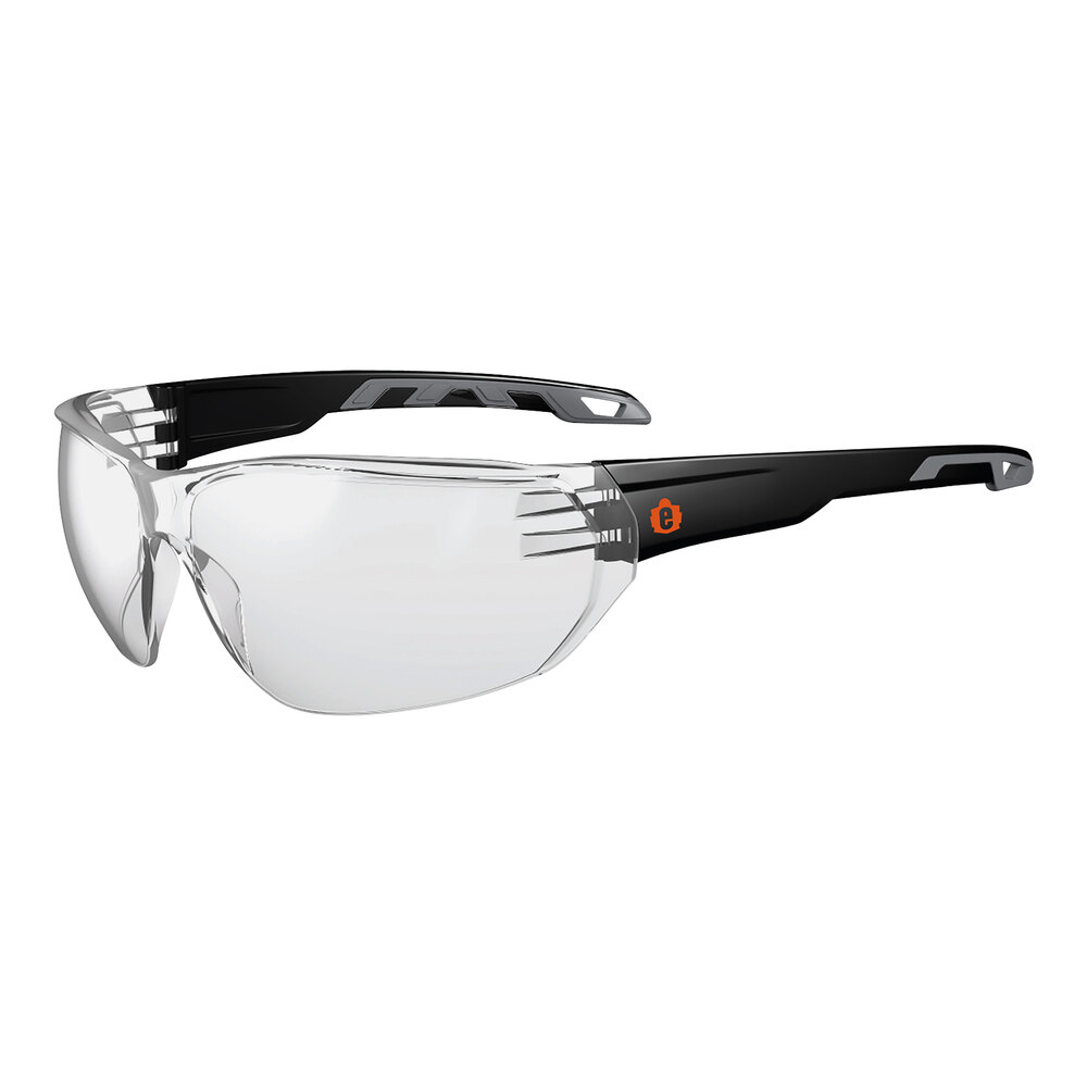 Ergodyne® Skullerz Half Frame Safety Sunglasses, Anti Fog Scratch Black Lens Black Frame