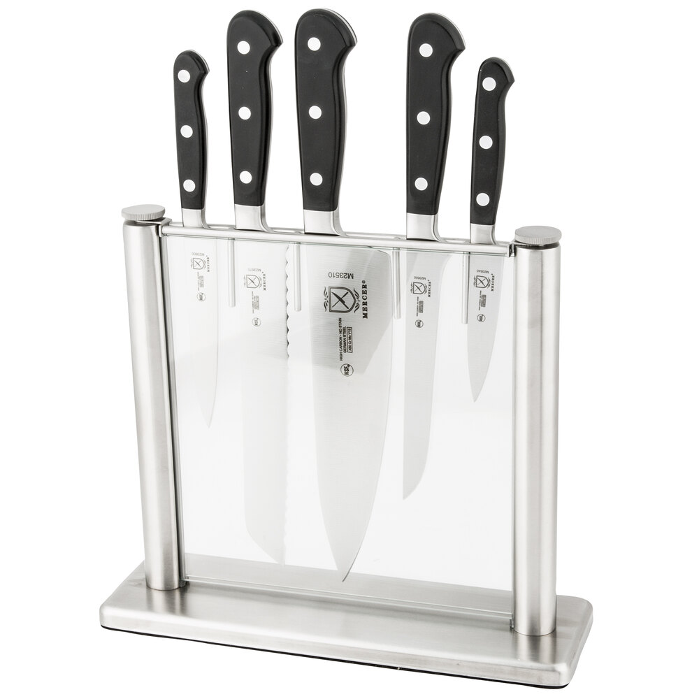 Genesis® 6 Pc. Knife Block Set Stainless & Tempered Glass - Mercer