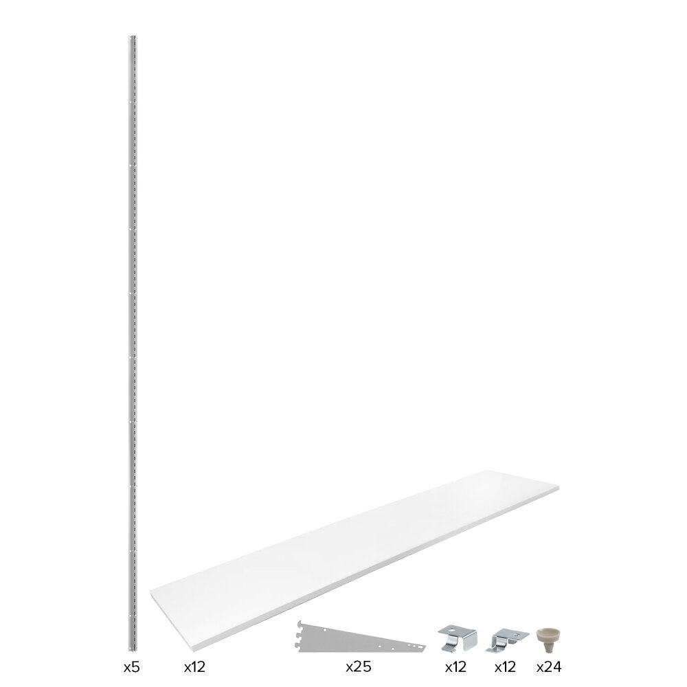 Econoco Beacon 48" x 12" x 96" Metal / White Melamine Shelf Kit with 5