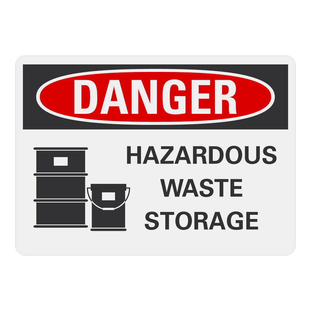 Lavex 10" x 7" Non-Reflective Adhesive Vinyl "Danger / Hazardous Waste ...