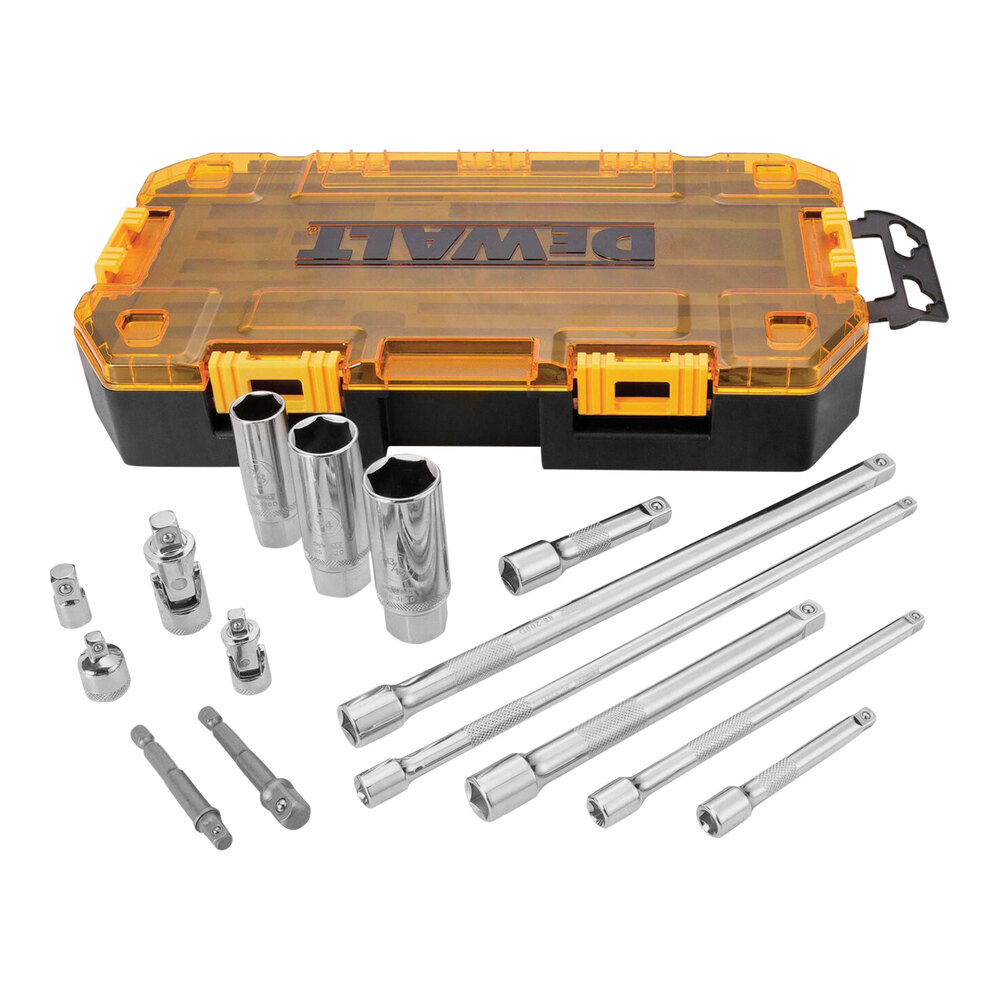 DeWalt 1/4"-3/8" 15-Piece Drive Tool Accessory Set with Locking Case ...