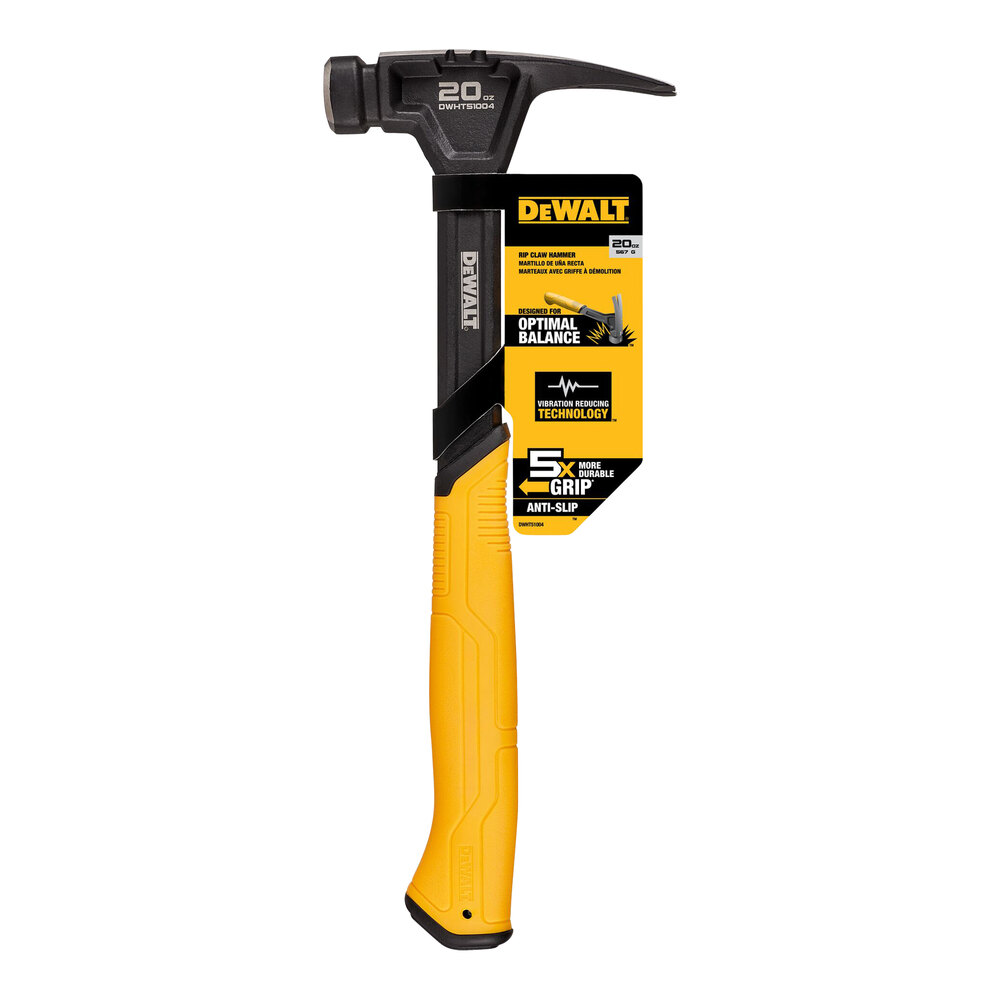 Rip Handle DeWalt 20 oz. Steel Rip Claw Hammer with Anti-Slip Handle DWHT51004