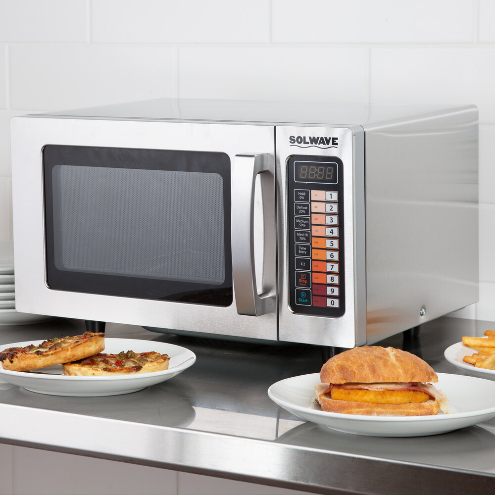 Solwave Stainless Steel Commercial Microwave with Push Button Controls