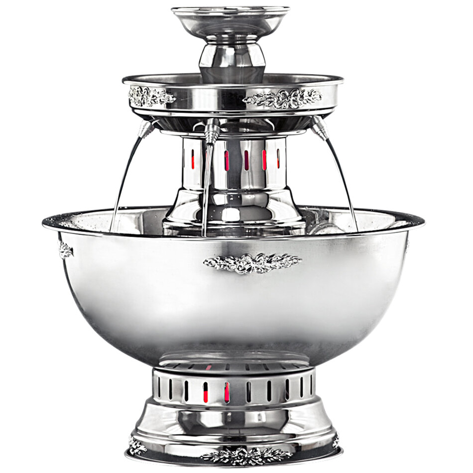 Apex 4003SS Princess 5 Gallon SS Beverage Fountain with Silver Bow Tie Trim & Floral Cup