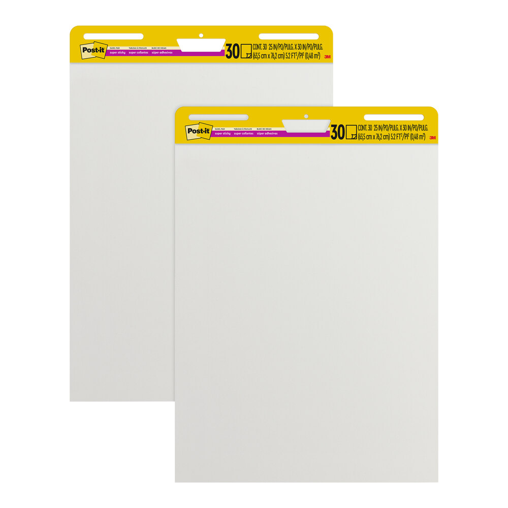 3M PostIt® 25" x 30" 30 Sheet White Super Sticky Easel Pad 2/Pack