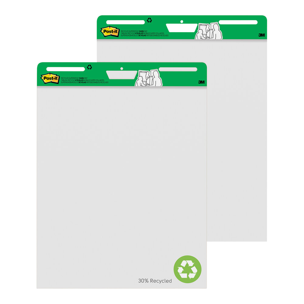3M PostIt® 25" x 30" 30 Sheet White Super Sticky Easel Pad with