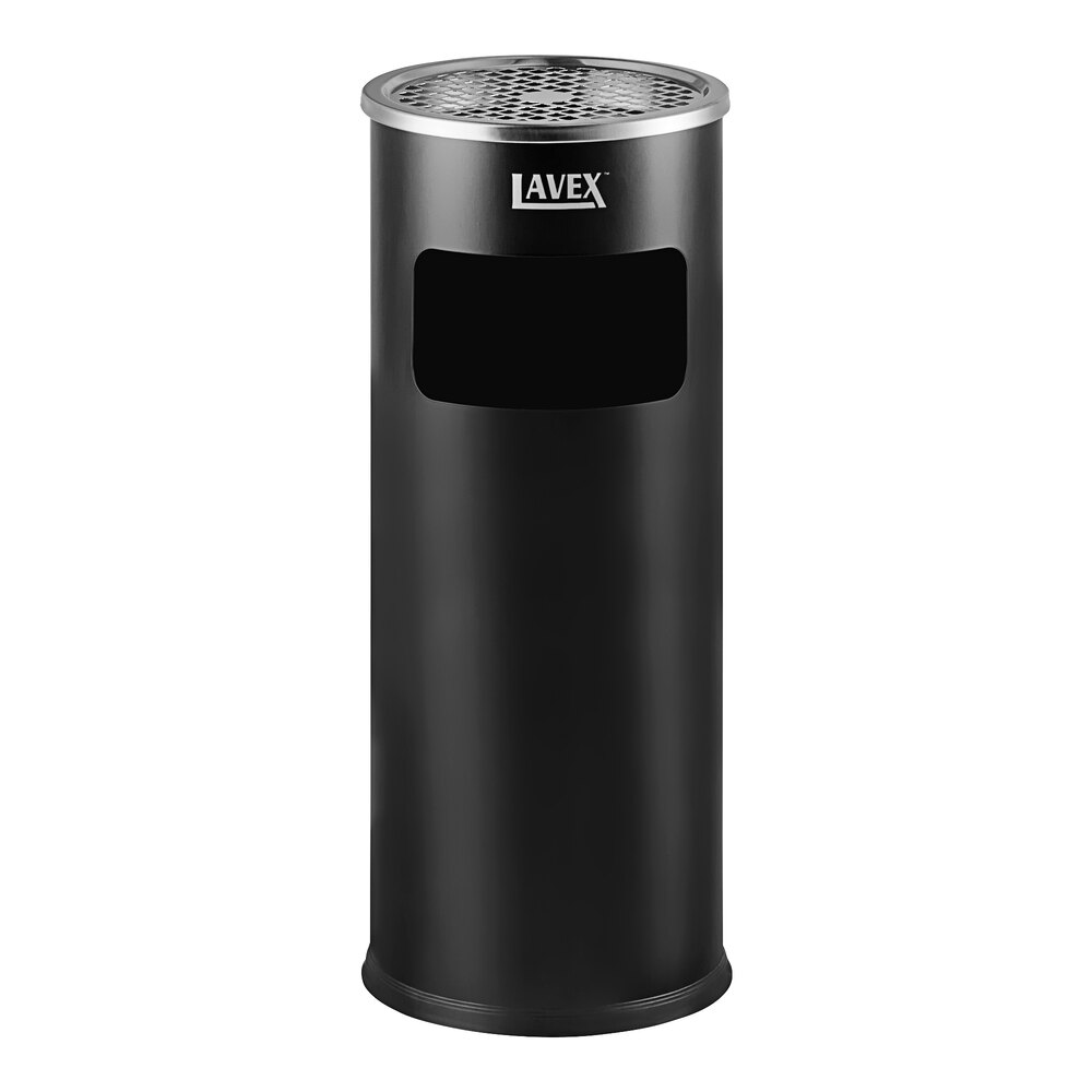 3 Gallon Black Steel Round Freestanding Cigarette Receptacle with